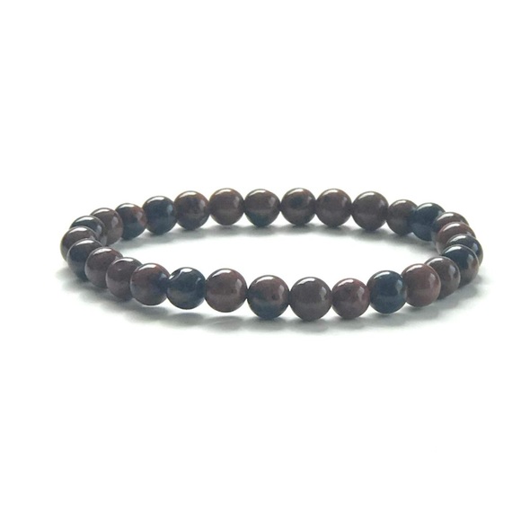 Mahaghony Obsidian Gemstone Beaded Stretch Bracelet - Picture 2 of 2